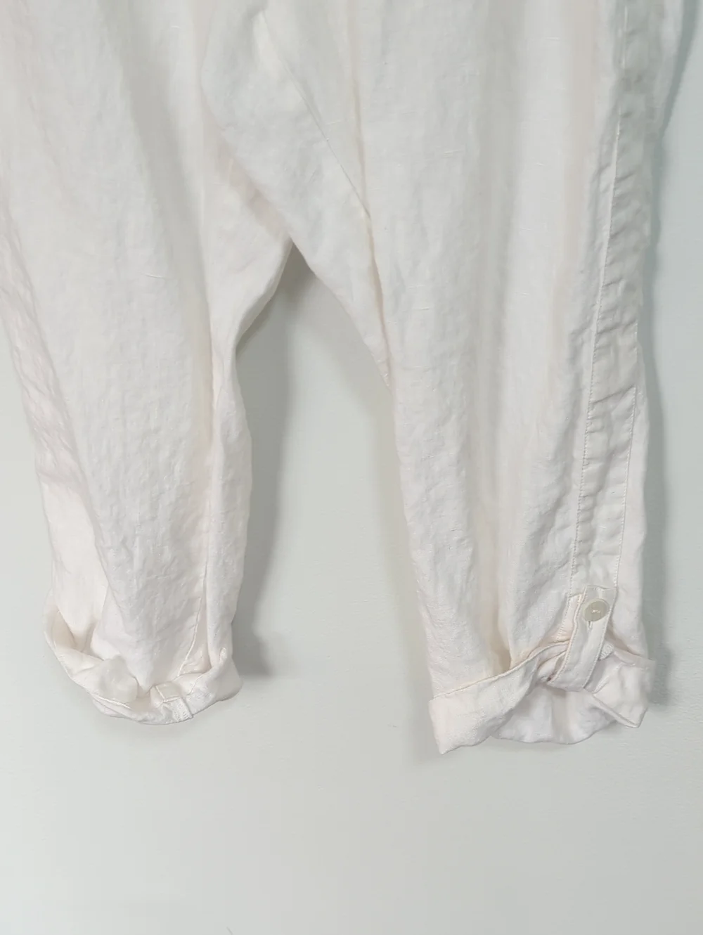 Pure Jill‎ By J. Jill Size XL White 100% Linen Elastic Waist Crop Pants